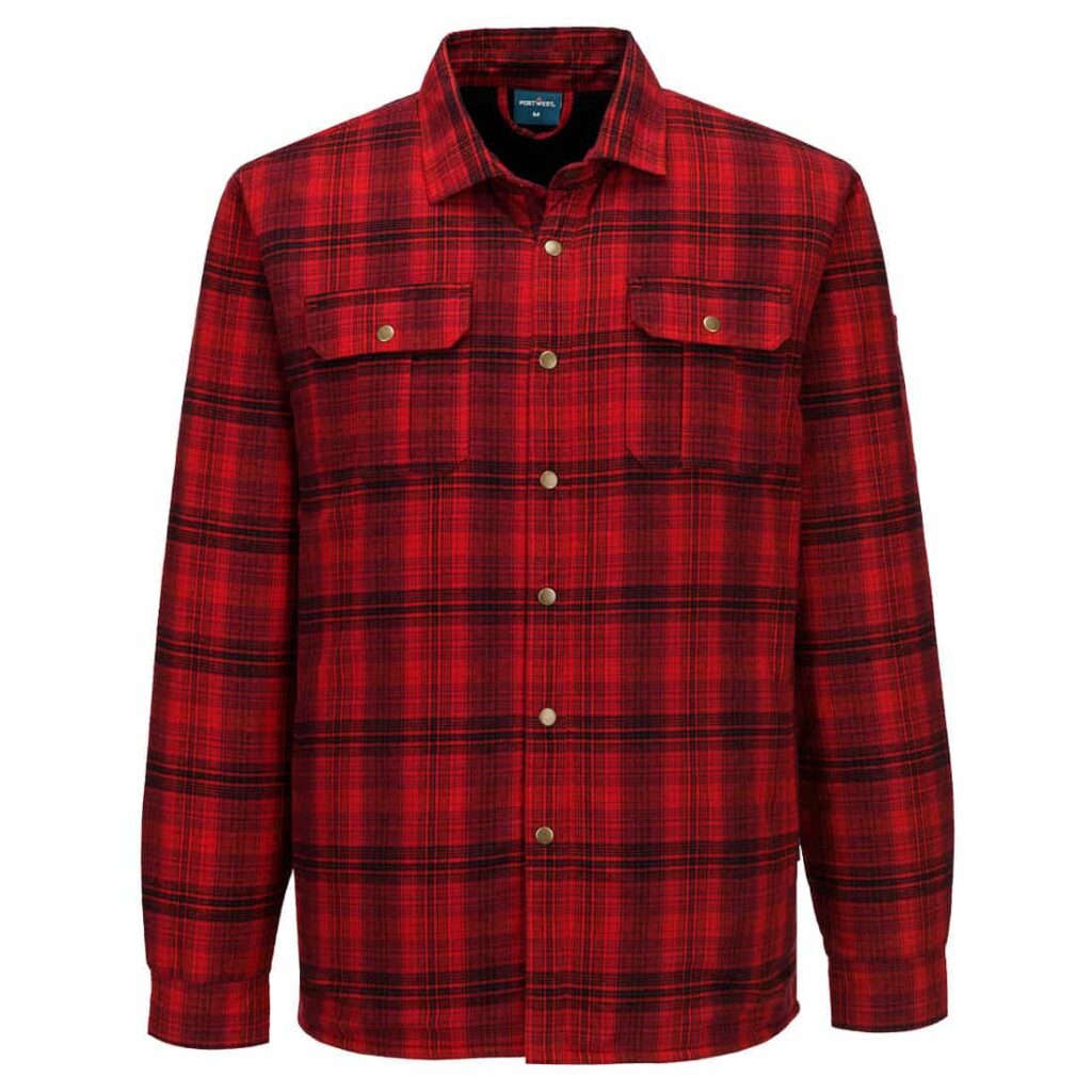 KA313 - Camisa KA3 de cuadros con forro Sherpa Rojo